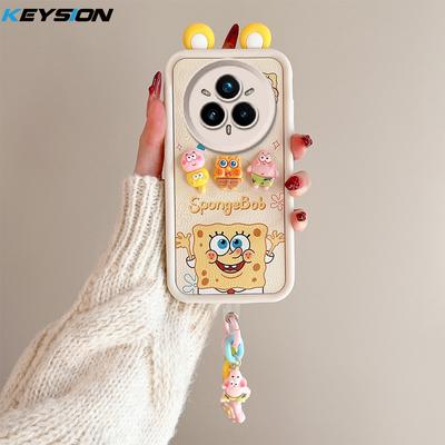 KEYSION Милый чехол с 3D-мультяшным рисунком в виде уха для Realme 14 Pro+ 5G с браслетом, силиконовый противоударный чехол для телефона OPPO Realme 14 Pro 5G
