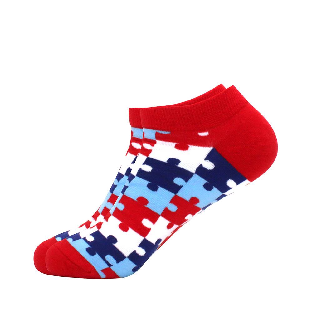 Носки мужские, новейший дизайн, короткие летние носки, качественные деловые, с геометрическим узором, цветные, мужские хлопковые носки