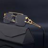 2025 Vintage Rimless Sunglasses Men Women Fashion Oversized Square Shades Eyewear New Double Bridge Gradient UV400 Sun Glasses