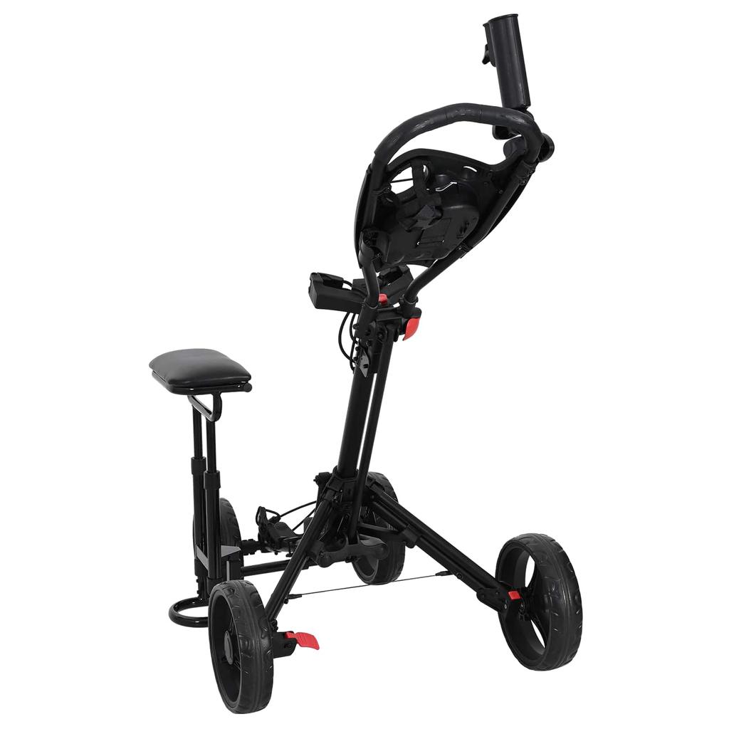 Golf Trolley with Seat Black Aluminum Foldable