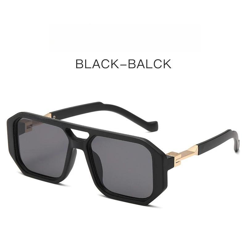 Trendy Retro Art Double Beam Box Sunglasses UV400 Protection Fashion Street Photography Sunshade Glasses