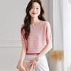 Women's Silk Blend Lace Crochet Knit Top