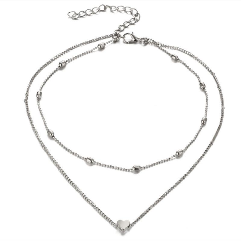 Простое и модное женское уличное ожерелье-аукцион, многослойное медное ожерелье на ключицы с подвесками в виде персикового сердца, звезды и луны