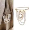 1pcs Fashion Pearl Tassel Chain Brooches Party Wedding Clothing Accessories Brooches Art Brooch Lapel Pin Badge Tassel Chain