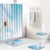 Landscape Shower Curtain Floor Mat Combination Four-Piece Set Bathroom Toilet Carpet Shower Room Mat Foot Mat