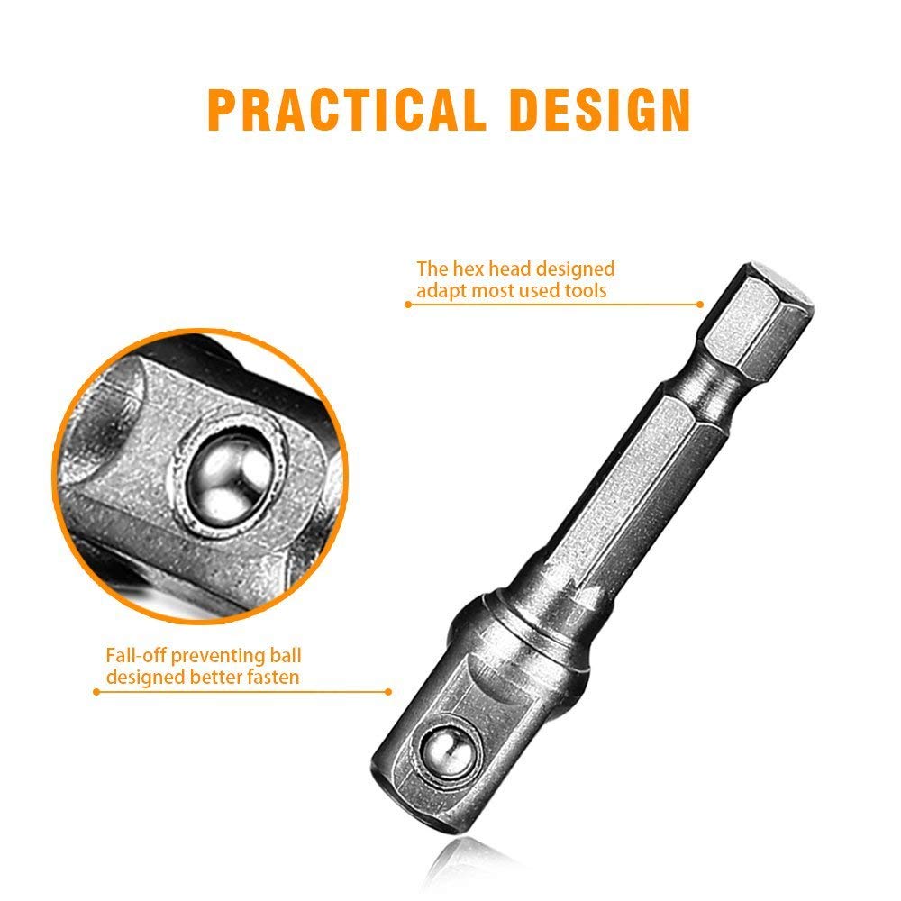 1 комплект адаптеров для ударных головок/удлинителей 1/4" 3/8" 1/2" набор ударных шестигранных сверл набор адаптеров для электродрелей