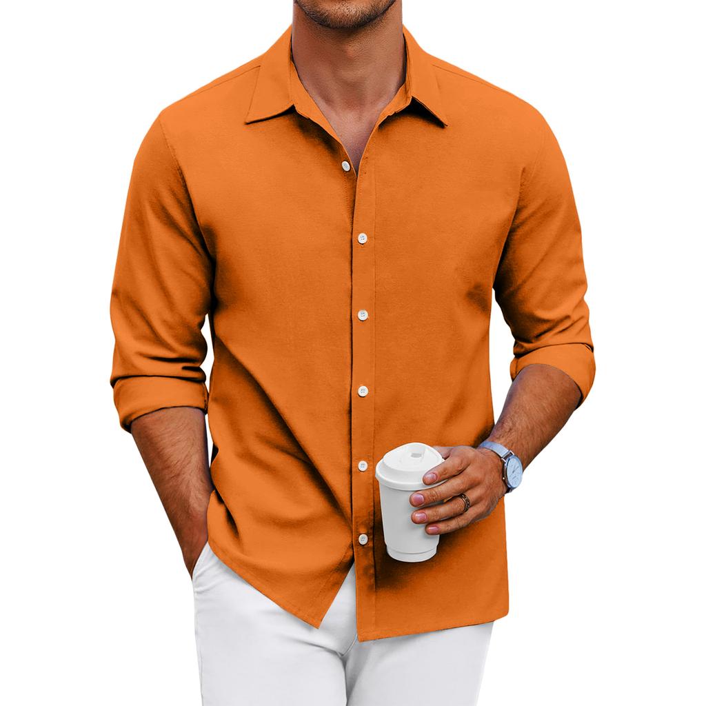 Men's Loose-fitting Casual Button-down Long-sleeved Shirt