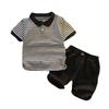 Boys' Trendy Summer Striped Polo Shirt & Shorts Set