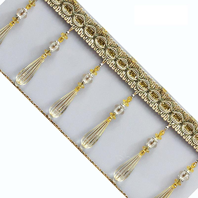 1M Кисточки для штор Кристальные бусины Кружевная бахрома DIY Шторная швейная отделка Кисточная кромка Лента Декоративные аксессуары для одежды Новые