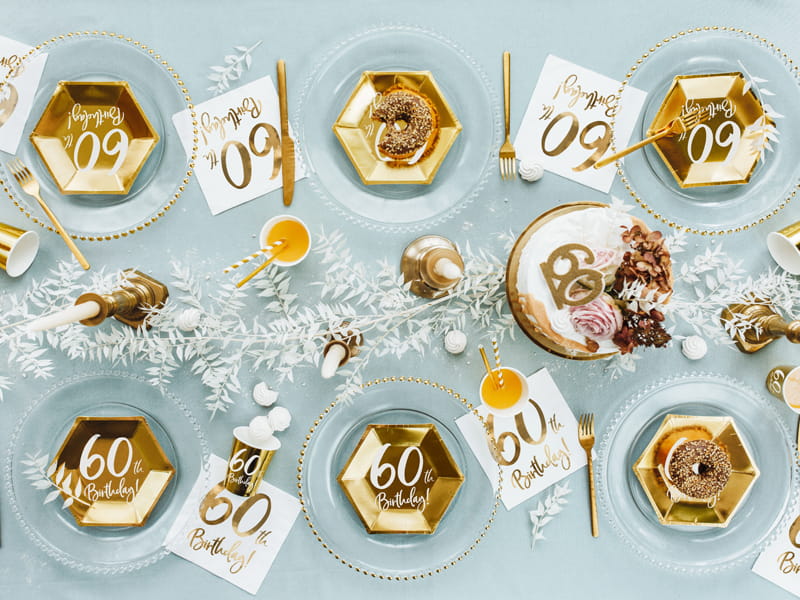 Partydeco Świeczka Urodzinowa Liczba 60 Złota 7,5Cm