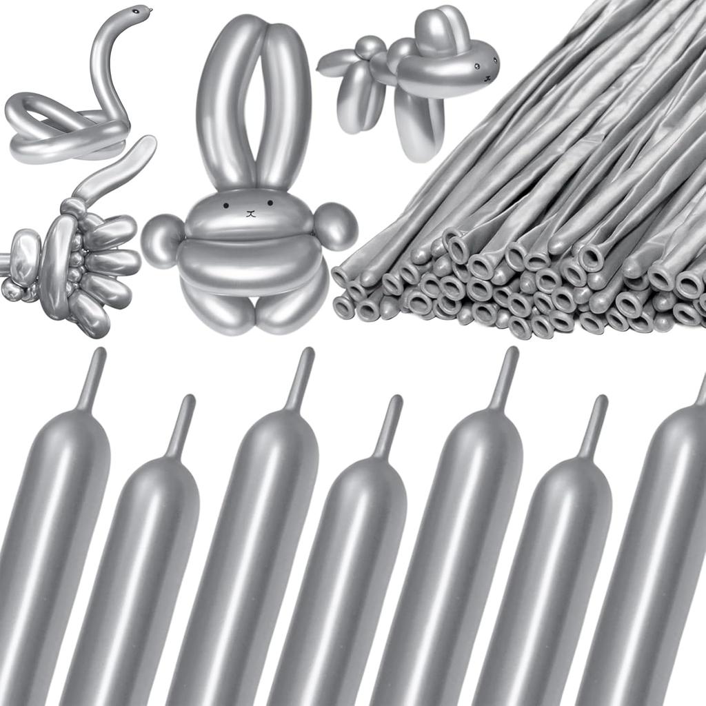 100-Pack 260 Clear Long Balloons, Latex Twisting Balloons for Balloon Animals, Arches and Birthday Party Decorations