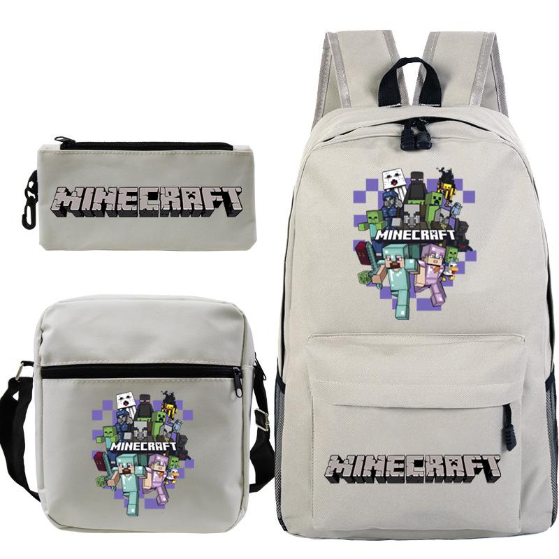 Школьная сумка Minecraft для начальной и средней школы Детский рюкзак Рюкзак Сумка через плечо Пенал Набор из трех предметов