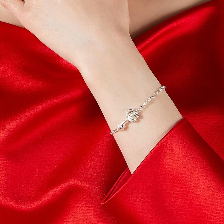 Gucci Брелок Подвеска Блестящий Серебро 925 Браслет Пара Женский браслет 632207-J8400-8106