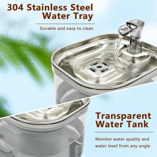 2л фонтан для кошек, бесшумный фонтан для питья домашних животных из нержавеющей стали с фильтром, автоматический диспенсер для воды для кошек и мелких домашних животных