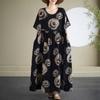 Новое хлопковое платье больших размеров с коротким рукавом и цветочным принтом для женщин, повседневное свободное длинное летнее платье