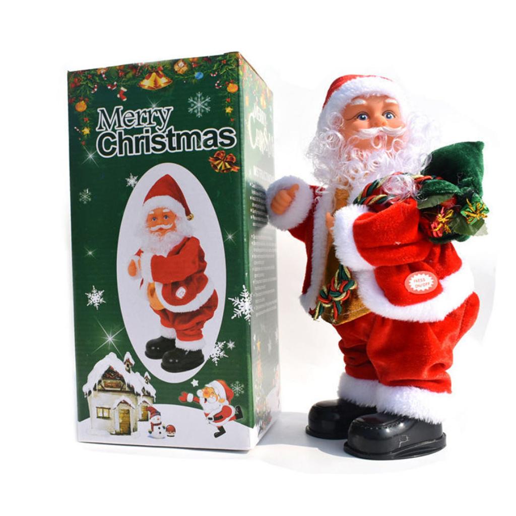 Electric Santa Musical Toy,Dancing Santa With Shaking Belly And Feet,Santa Doll Ornaments Shaking Head Foot Singing Dancing Toy,Battery Operated,Xm