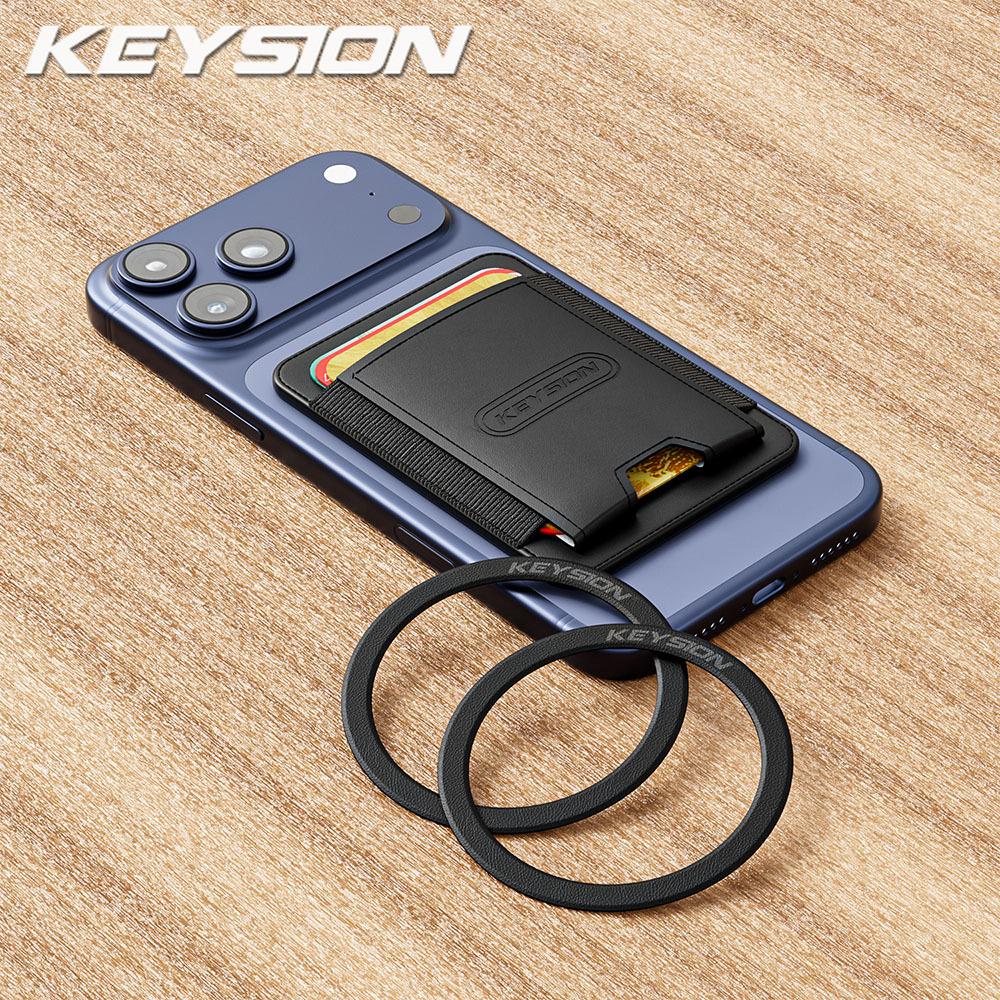 KEYSION Магнитный чехол-держатель для карт MagSafe для iPhone 17 16 15 Pro Max Samsung Huawei Эластичный кошелек-сумка из ПУ кожи Чехол для телефона