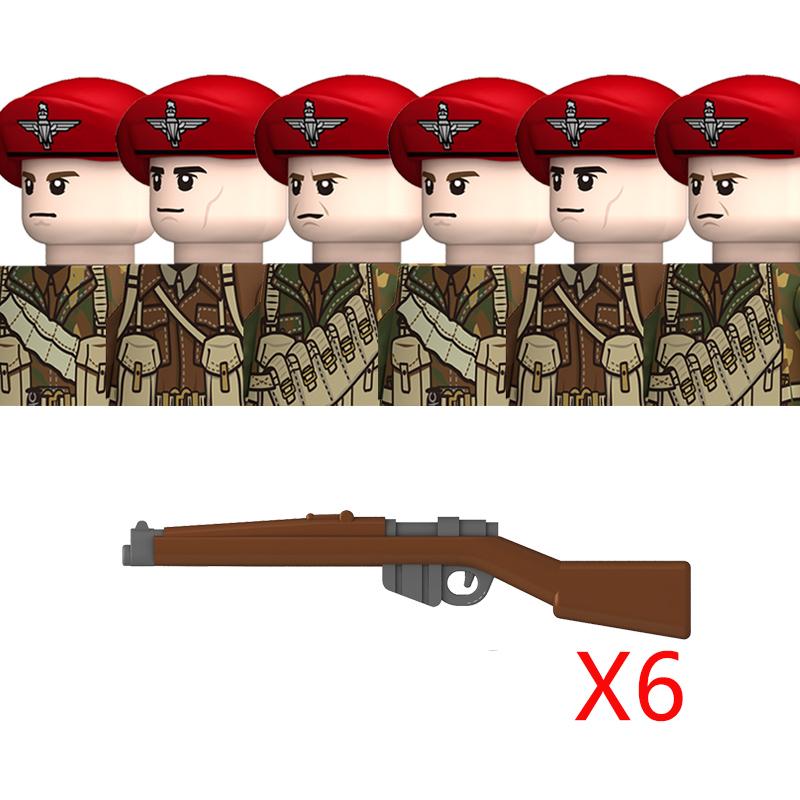Нетоксичные Moc WW2 Британские Военные Солдаты Строительные Блоки Военно-Воздушные Силы Армия Пехота Шлемы Оружие Аксессуары для Оружия Кирпичи Игрушки Детский Подарок