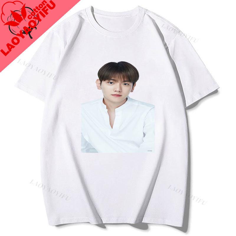 Camiseta Kpop Baekhyun EXO Cotton Short Sleeve Graphic Tshirts Hot Sale Korean Reviews Unisexy Girls Clothes for Fan Gift Tee
