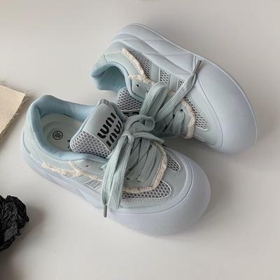 2025 лето новые дышащие сетчатые туфли детские маленькие белые туфли платформа туфли-хлебцы милый круглый носок показывающие стопу маленькие женские туфли