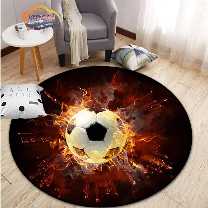Ковер с изображением футбола, украшение для гостиной, круглая кровать, стул, коврик для дома, входная дверь, дети