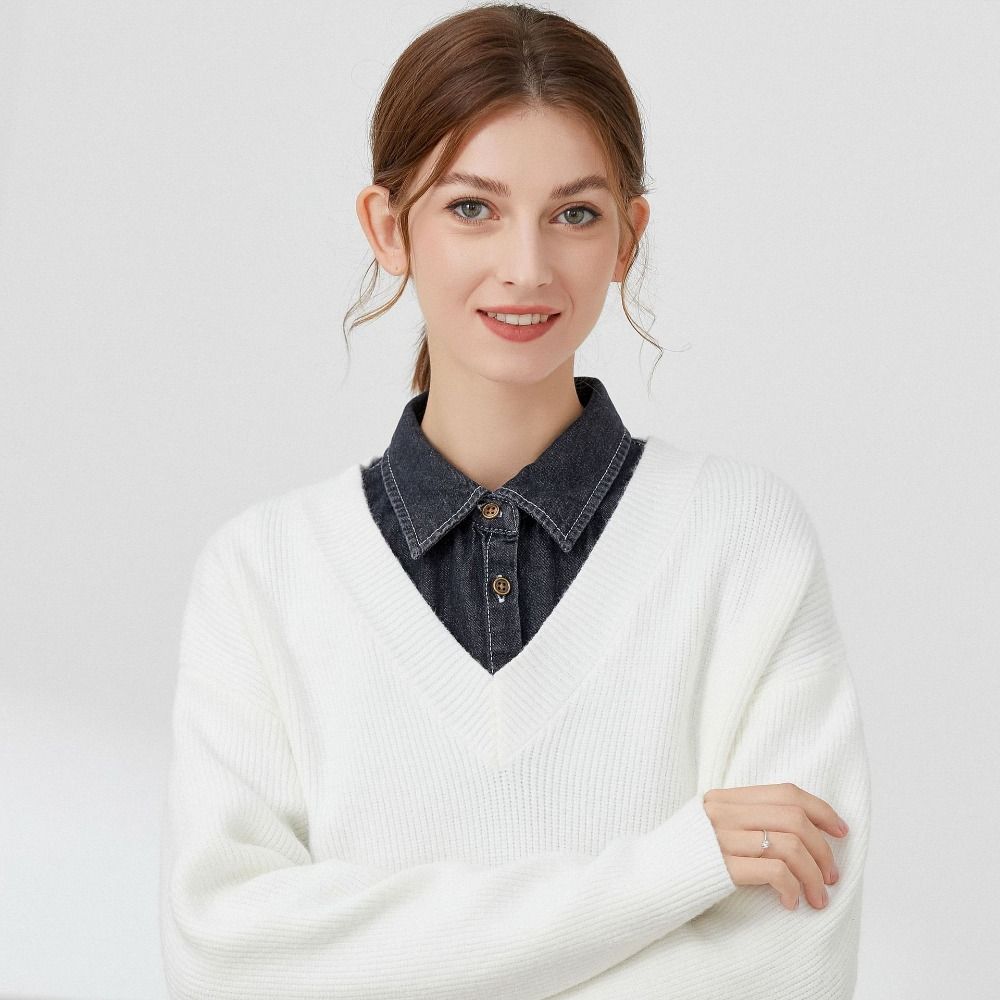 Detachable Denim Fake Collar Sharp Collar False Blouse Collar Adjustable Neckline Decorative Shirt