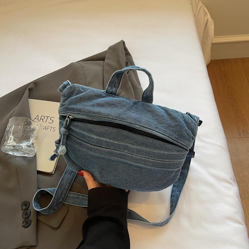 2025 джинсовая сумка женская новая однотонная сумка-тоут большой вместимости повседневная на плечо модная сумка-мессенджер для поездок на работу
