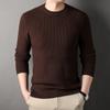 Autumn and Winter New Round Neck Casual Waffle Knitted Sweater Young Men's Business Backing Sweater Men's Clothing