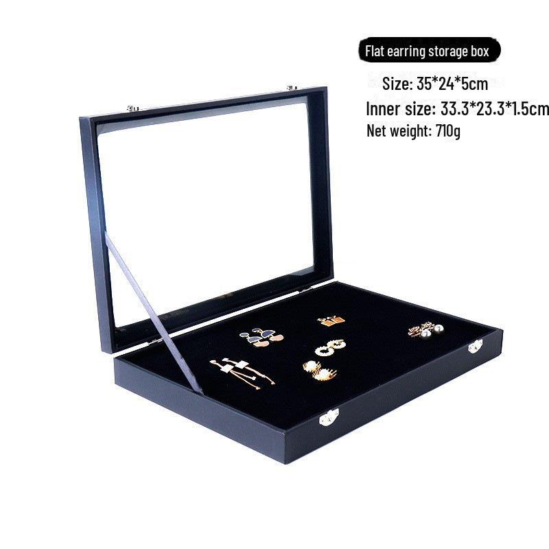 Черная бархатная шкатулка для украшений с решеткой и крышкой — высококачественное пыленепроницаемое хранилище для ожерелий, колец и сережек