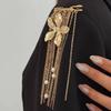Salircon Elegant Gold Color Imitation Pearl Tassel Pendant Brooch for Women Retro Metal Flower Dress Suit Pins Clip Jewelry New