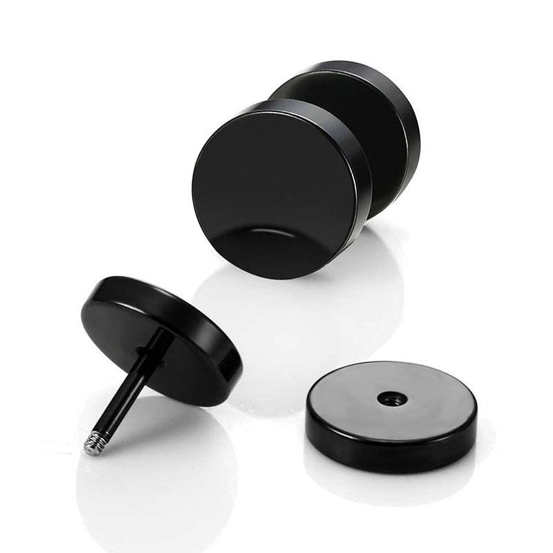 6Pairs Fashion Black Round Dumbbell Earrings Suits