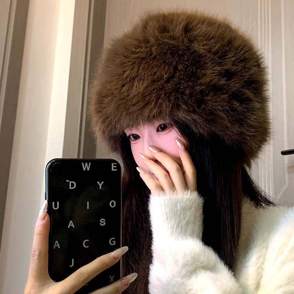 Temperament Winter Fisherman Hat Warmer Anti-cold Basin Cap Thickened Plush Bucket Hat Shopping