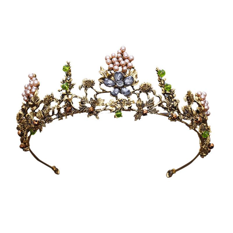 Винтажные золотые хрустальные бусины в стиле барокко, диадемы со стразами, королевские короны, свадебные аксессуары для волос, роскошная повязка на голову, диадема