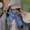 Japanese Korean Autumn Winter Girls' Lamb Wool Scarf Color Block Niche Dopamine Warm Neck Warmer