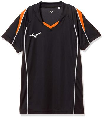 Mizuno Волейбольная игровая майка (Короткий рукав), V2MA9087, Черный x Оранжевый, Размер XS (Япония XS)