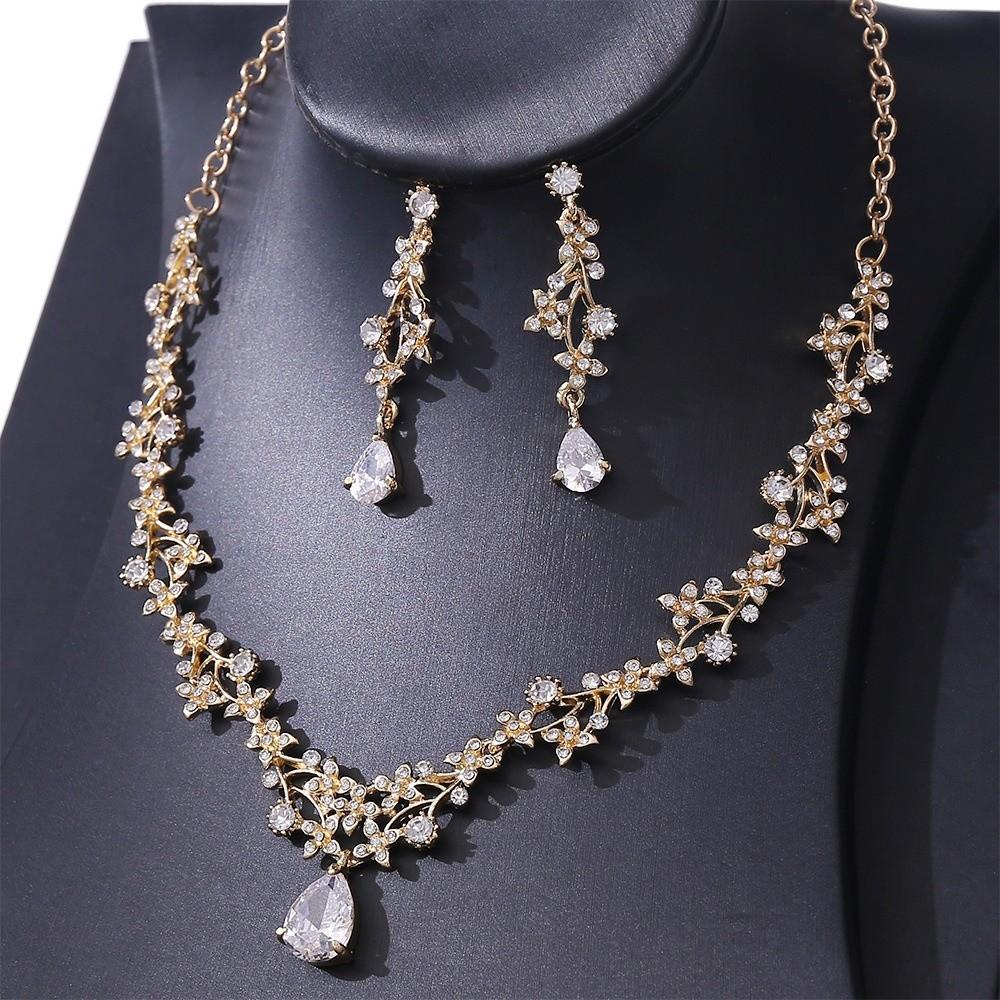 Elegant Rhinestone Jewelry Set Luxury Crystal Bridal Necklace Wedding Jewelry  Bridal Wear