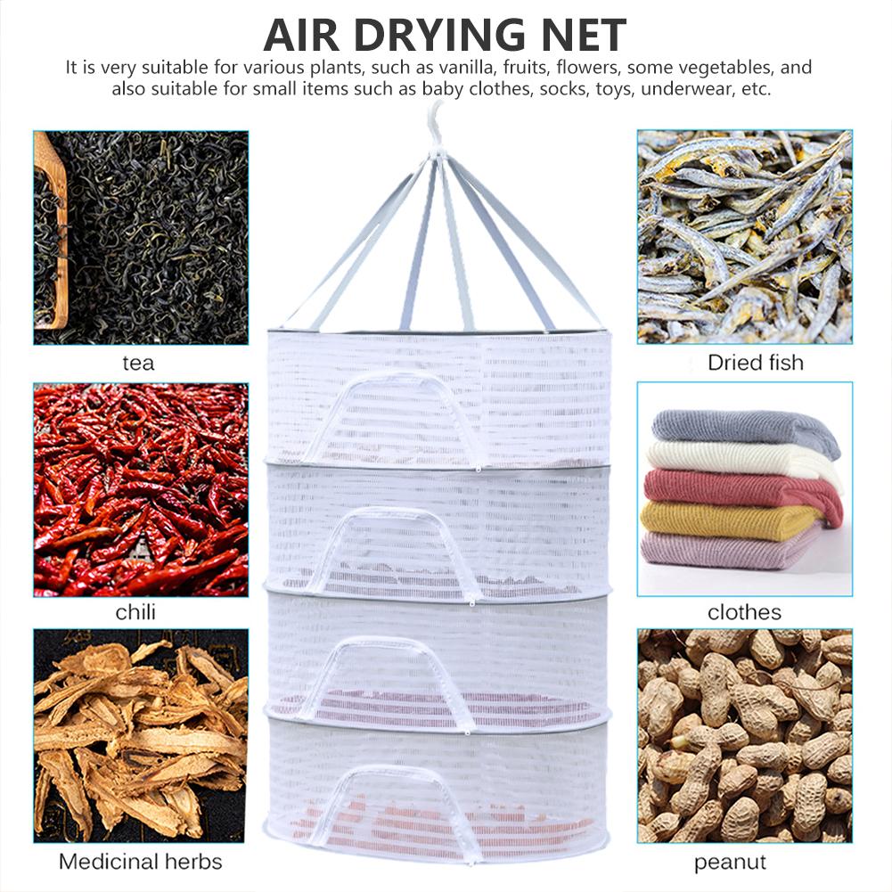 4-слойная сушильная сетка для трав, съемная сетка для сушки бюстгальтеров и одежды, складная, защита от мух, ветрозащитная, с крючком, для сушки рыбы/овощей/фруктов/трав