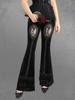 Rosegal Gothic Rose Flower Mesh Applique Rivet Lace Trim Tassel Velvet Flare Pants