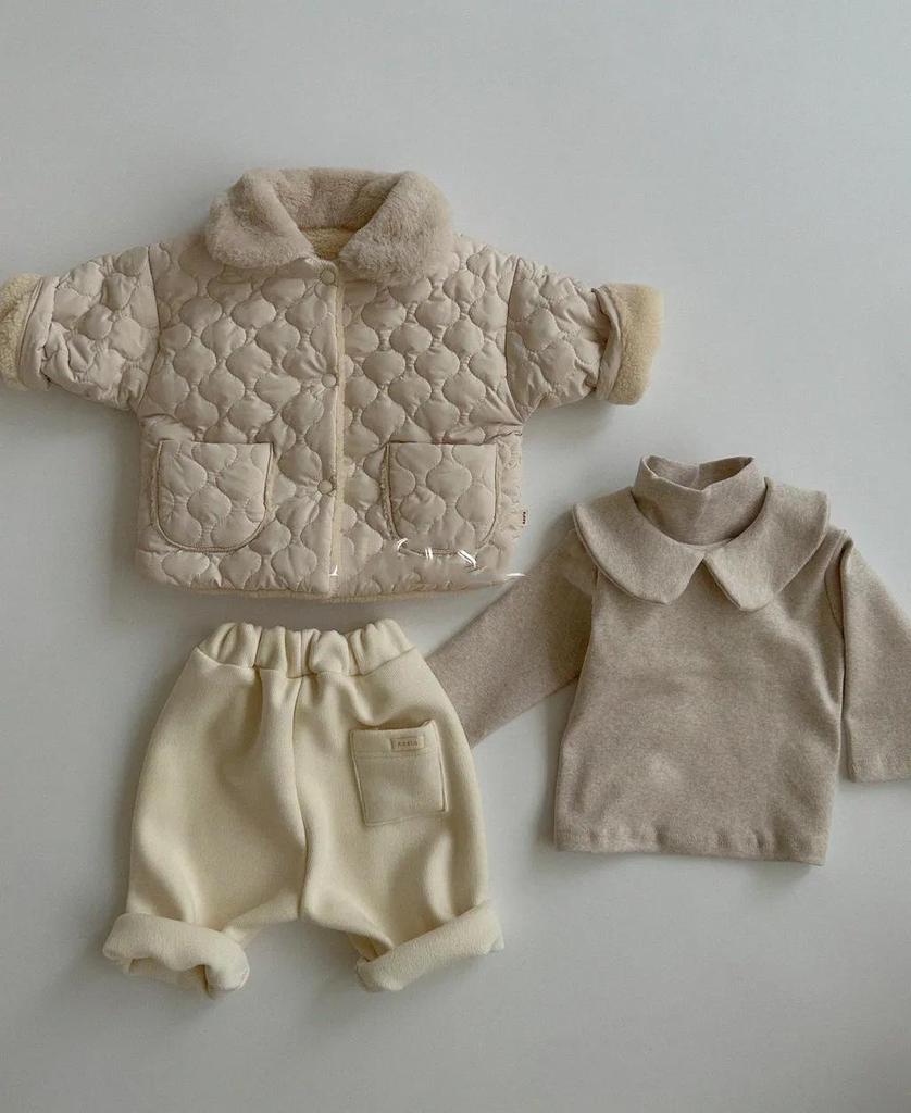Velvet Winter Cardigan for Babies - Lapel Style, Warm Cotton Jacket, Unisex Newborn Korean Design