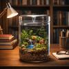 Transparent Glass Terrarium Cylinder Perforated Cover Desktop Glass Vase Decorative Succulent Moss Viewing Bottle Desktop Decor