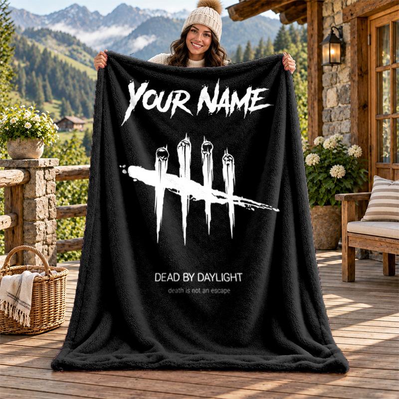Dead by Daylight Custom Name Flannel Blanket Personalized Soft Warm Plush Throw Blanket Customized Gift for Family Friends