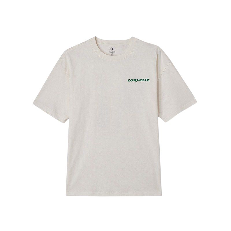 Converse Drop Shoulder Sleeve T Shirt Unisex Ecru 10024876-A01