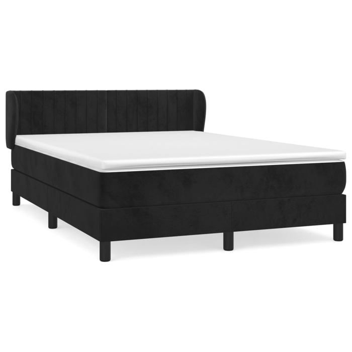 Maison Exclusive - Sommier à lattes de lit avec matelas Noir 140x190 cm Velours