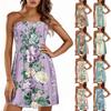 Женское летнее платье повседневное свободное платье с цветочным принтом и оборками с коротким рукавом сарафаны пляжное платье А-силуэта с карманами