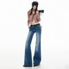 American Spice Girl Low Waist Skinny Pocket Guns Flower Design Retro Washed Elastic Micro Pull Jeans Women
