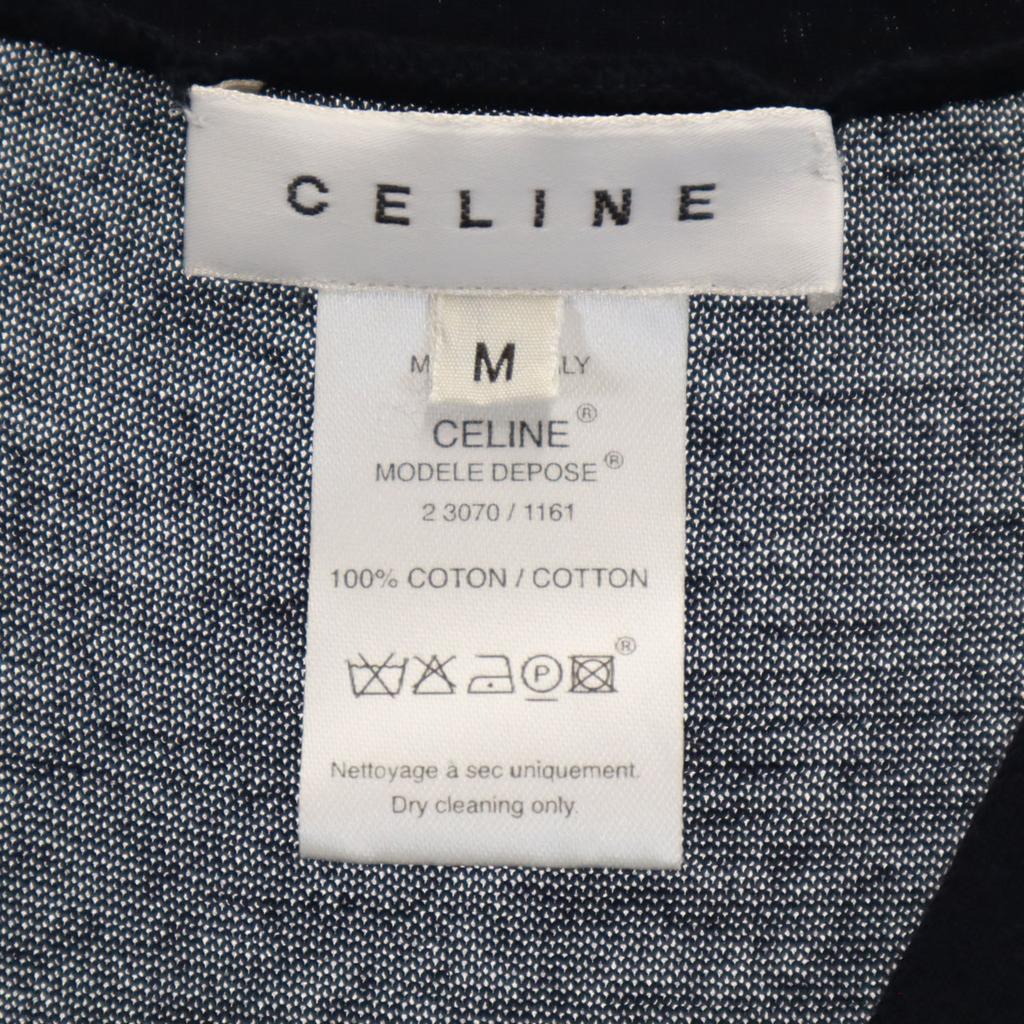 Celine Сделано в Италии Жилет вязаный с V-образным вырезом и короткими рукавами M Темно-синий Женский Б/у