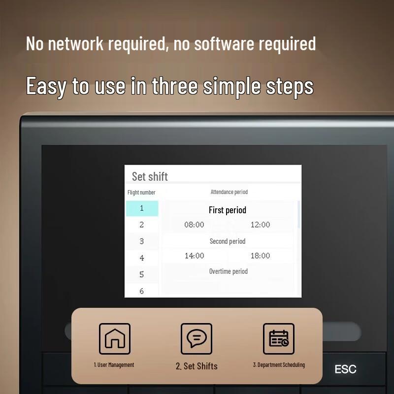 Deli Face & Fingerprint Time Attendance Machine 3765PRO CN plug (adapter included)