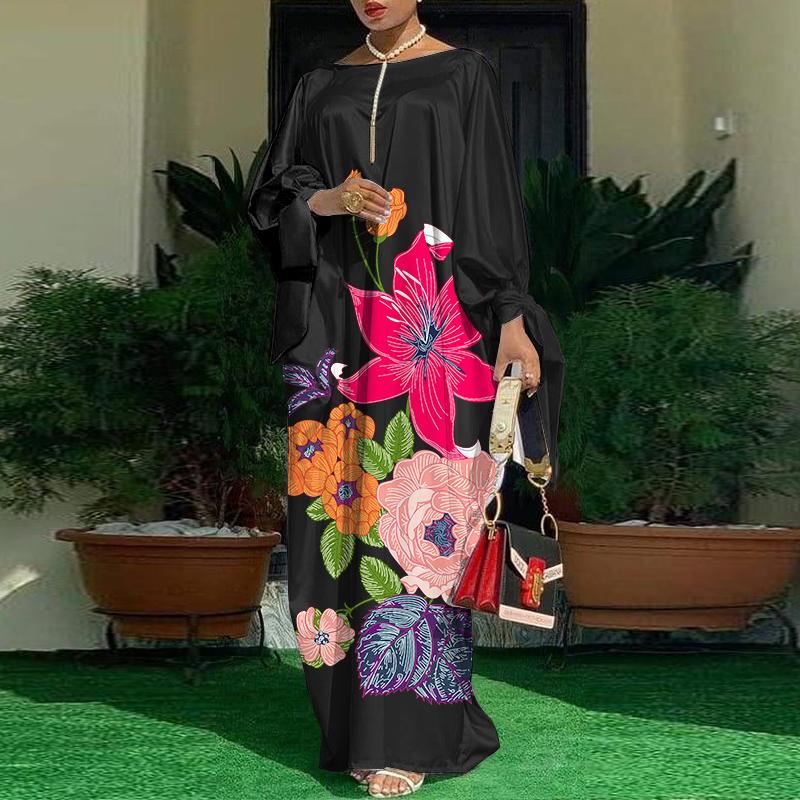 VONDA Весенние женские платья макси с цветочным принтом, элегантное платье больших размеров