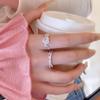 Korean Hot Pink Zircon Adjustable Love Ring for Women - Trendy Index Finger Jewelry