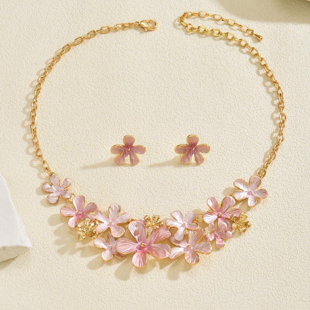 Boho Beach Colorful Enamel Starfish Shell/Flower/Flower Statement Jewelry Set Dopamine Necklace Earrings Summer Vacation Jewelry